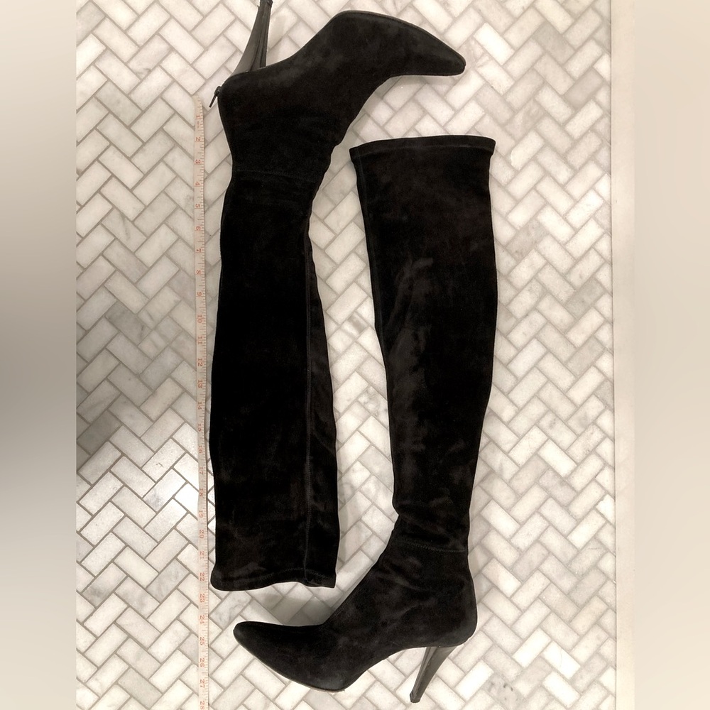 SPECCHIO Black Suede Heeled Boots - Made in Italy - Size 40